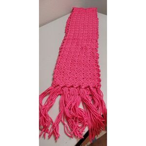 Handmade Brand New 53" Long Pink Winter Scarf. 6.5" Wide. Tassells At End